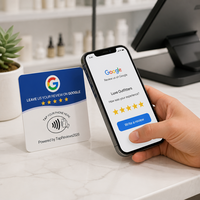 Support de table en acrylique 10x10cm pour carte de commentaires NFC 13.56MHz, Tap to Review QR, OEM/ODM personnalisé, prêt à expédier, en stock