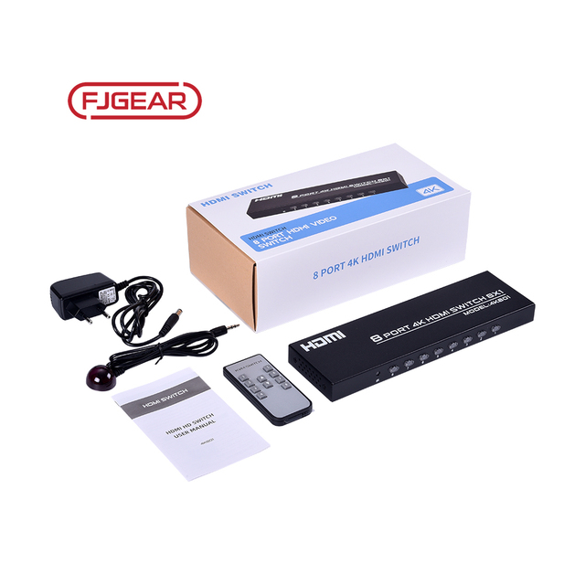 FJGEAR FJ-4K801 All-in-One 8x1 KVM & HDMI Over LAN Switch | 4K 30Hz 3D Supported Video Extension and Switching Hub