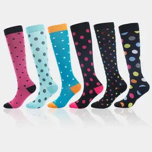 Men Womens Polka Dot Design Compression Knee High Socks for Athletic Performance and Sports Activities