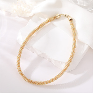 <span class=keywords><strong>Cadena</strong></span> de collar tejida de onda italiana, Latón chapado en oro de 14K, venta al por mayor - Product Image 5