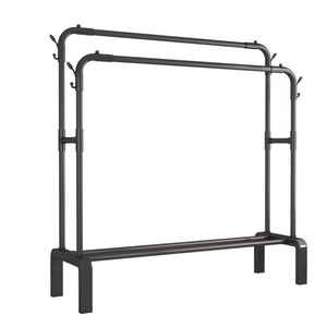 Sèche-linge debout noir sac suspendu chapeau parapluie multifonctionnel porte-manteau en métal cintre tissu étendoir avec roues - Product Image 6
