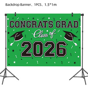 Green Graduation <b>Party</b> Decoration Set Class of 2026 Tablecloth Banner Balloons Photo <b>Backdrop</b> Disposable <b>Party</b> Supplies - Product Image 3