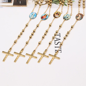 In <span class=keywords><strong>acciaio</strong></span> <span class=keywords><strong>inox</strong></span> laminato oro rosario religioso vergine de Guadalupe collana dei monili, nostra signora di Guadalupe pendente - Product Image 5