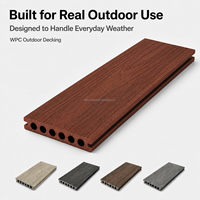 Plancher de terrasse en composite WPC pour extérieur, grain de bois acajou, à trous circulaires, pour jardin et cour
