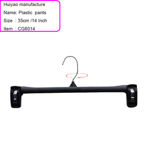 Wholesale Recycled Black Plastic adults Pants Hangers with Ridged Clips