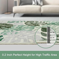 Tapis d'intérieur lavable vert sauge à poils ras en fausse laine, doux et antidérapant, pour chambre à coucher, salon et entrée