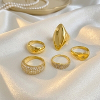 Bague en acier titane de qualité polie en zirconium 4A, haute rétention de couleur, plaquée or 18 carats, cœur, grande, brillante, dôme épais