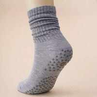 Chaussettes montantes pour femmes, couleur unie, antidérapantes avec grip en silicone, tricot côtelé respirant, pour yoga, pilates, fitness, danse, personnalisables