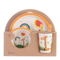 Vente chaude Fibre De Bambou Ensemble De Vaisselle Pour Enfants Creative Qualité Alimentaire Bébé Dessin Animé Bol De Nourriture Fourchette Cuillère Ensembles Enfants Vaisselle Ensemble