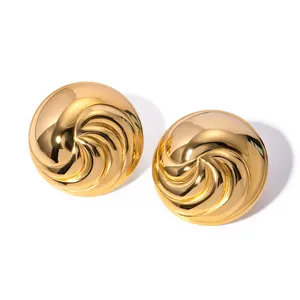 J & D perhiasan 18K Pvd baja tahan karat berlapis emas perhiasan anting-anting Spiral anting-anting lolipop