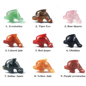 Serie oceano 1 pollice simpatico delfino figurina ornamento scolpito pietra preziosa Mini statua animale scultura quarzo rosa Feng Shui decorazione per la casa - Product Image 2
