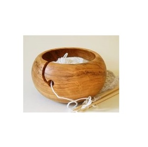 Bol en bois rond en laine à la mode avec couvercle, aiguille et stockage de fil-pour l'organisation de la maison - Product Image 2