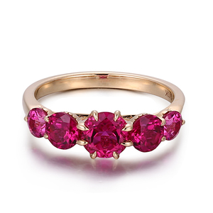 Ювелирное изделие Provence: кольцо из желтого золота 10 карат с рубином, основной камень 6,5 мм, круглая огранка бриллиантом, выращенный в лаборатории рубин, идеально подходит для подарка на годовщину. - Product Image 3