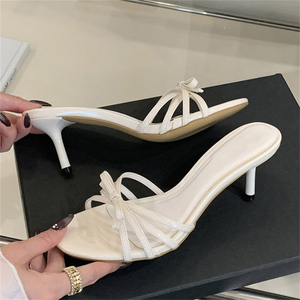 Ladies New Style <b>Red</b> Stiletto Peep Toe High <b>Heel</b> Slippers Open Toe Summer Casual Party with Sexy Mesh Outdoor - Product Image 5