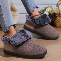 Chaussons unisexe en feutre et fausse daim, couleur bordeaux, chauds pour l'automne et l'hiver, avec col en laine, sans talon, doublure en peluche et semelle EVA, vente en gros