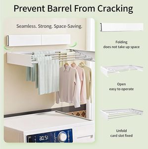 Étagère rétractable noire pour la salle de bain et le séchage des serviettes, à fixer au mur et pliable, installation sur pied - Product Image 4