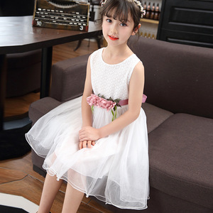 Nuevo estilo de <span class=keywords><strong>moda</strong></span> para niños, vestido blanco de verano para niños, vestidos de princesa de una pieza con hermoso tutú para niñas - Product Image 1