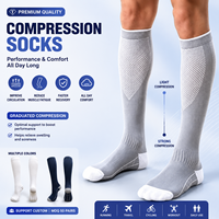 Chaussettes de compression pour hommes, chaussettes de sport pour la course à pied et le football, chaussettes de compression hautes pour activités de plein air