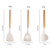 Ustensiles de cuisine anti-brûlure résistants aux hautes températures Approvisionnement direct d'usine Manche en bois Ensemble d'outils de cuisson