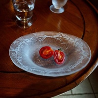 Assiette à dessert ovale en verre bulle de style japonais minimaliste, plateau créatif pour salade de fruits et collations, plat à effet nuage esthétique