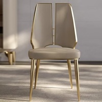 Chaises de salle à manger de luxe de haute qualité au prix d'usine, pieds en acier inoxydable doré, revêtement en cuir PU, contemporaines, hôtel, villa