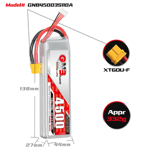 Batería LiPo GNB de 4500 mAh, 3S, 11.1V, 110C, 220C, XT60, 300 Ciclos, LiCoO2 para Camiones, Aviones, Helicópteros y Barcos RC - Product Image 3