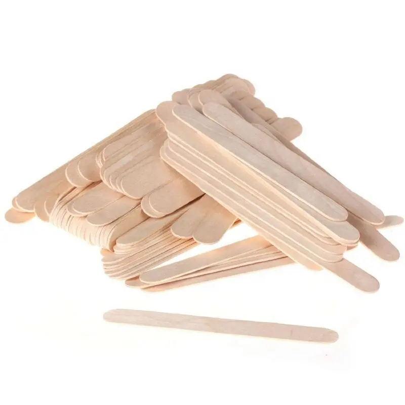 Wholesale factory bulk price grade A high quality natural round long flat 5.9 inch 150mm cosmetic wax wooden stick wood spatulas