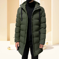 Mode hommes épaissi chaud Long manteau décontracté Slim Fit hommes à capuche Parker hiver solide coton rembourré longue veste hommes