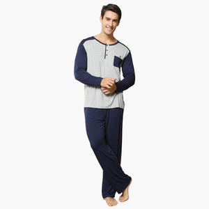 Ensemble de pyjama pour homme, pyjama en coton respirant, vêtements de nuit personnalisés pour homme, ensemble de pyjama bicolore - Product Image 2