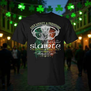 Camiseta celta Claddagh Slainte Grunge con la bandera irlandesa para la celebración del Día de San Patricio - Product Image 3