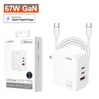Pengisi Daya Dinding Multi-Port Pengisian Cepat LDNIO Q7-MI 67W GaN dengan Colokan US EU UK untuk Pasokan Grosir