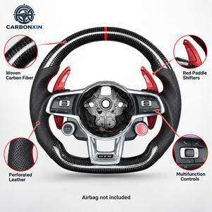 Volante Deportivo de Fibra de Carbono y Cuero con Luces LED, 3 Palancas, 40 mm, con Palanca de Cambios para VW Golf GTI 7 Mk7 Audi A3 8v - Product Image 3