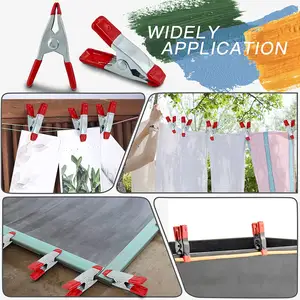 2 4 6 9 Inches Red Metal Spring Clamps Heavy Duty Spring Tent Clips Clamps With PVC Handles For Wood Working