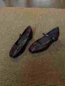 French Vintage Genuine Leather Sheepskin <b>Block</b> Heel Women's Pumps Comfortable Slip-on Shallow Mouth Office Commuter Shoes - Product Image 5