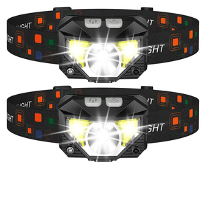 ไฟฉายคาดศีรษะ LED คู่ ความสว่างสูงพิเศษ 800 ลูเมน กันน้ำ IP55 พร้อมเซ็นเซอร์ตรวจจับความเคลื่อนไหว ชาร์จผ่าน USB สำหรับตั้งแคมป์ แสงสีขาวและสีแดง - Product Image 1