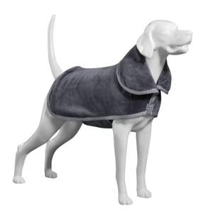 Ready to Ship Double Layer Grey Microfiber Dog Bathrobe Made in Turkey <b>Fast</b>-<b>Drying</b> & Super Soft for Pets - Product Image 3