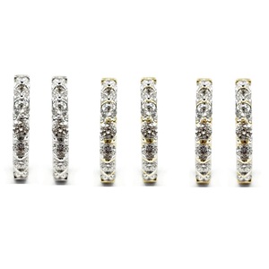 Boucles d'oreilles demi-éternité Huggie en or blanc massif 18 carats avec diamants naturels VS sertis à griffes, sur mesure, fabricant, cadeau de mariage - Product Image 4