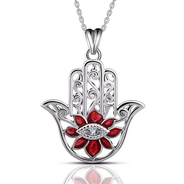 Collana Hamsa con ciondolo a mano Fatima Vintage in argento Sterling 925 buona fortuna per donna 2023