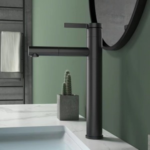 Robinet de lavabo extractible en cuivre, mitigeur surélevé à trou unique pour lavabo de salle de bain - Product Image 3