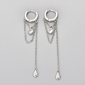 Boucles <span class=keywords><strong>d</strong></span>'oreilles manchette en forme de cœur avec pompon, style long, design indie, effet amincissant pour le visage, <span class=keywords><strong>bijoux</strong></span> tendance - Product Image 4