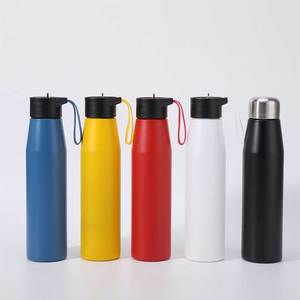 Botella de agua de acero inoxidable de pared simple de 500 ml con correa de mano y tapa, botella de agua metálica de acero inoxidable con logo personalizado - Product Image 1
