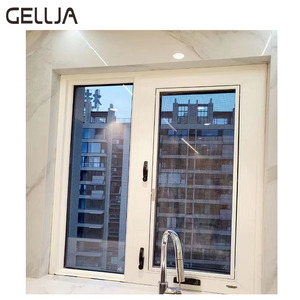 แขนโยกหมุนด้วยมือม้วนเดียวแบบทันสมัยกรอบอลูมิเนียมกระจกกลวงต่ำหน้าต่างกันเสียงเปิดแบน - Product Image 3