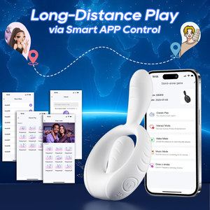 Anello Vibrante in Silicone Bianco per Uomo con Controllo <span class=keywords><strong>APP</strong></span>/Remoto, 9 Frequenze di Vibrazione Regolabili, Vendita all'Ingrosso - Product Image 3