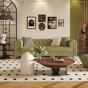 Sofá de Tela con Diseño Rectilíneo y Acolchado, Estilo Retro con Patrones Abstractos, Relleno de Espuma, Sofá para Sala de Estar - Product Image 3