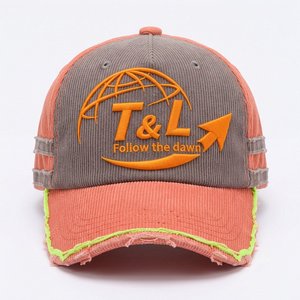 Gorra de Campamento de Lujo Vintage con Logotipo Personalizado Bordado en 3D, de 5 Paneles, Ajustable, de Pana y Terciopelo, Venta al Por Mayor - Product Image 2