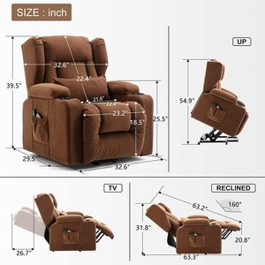 Sillones Reclinables Eléctricos para Personas Mayores con Masaje y Calefacción, Sofá Reclinable con Posición Eléctrica Infinita, Almohada Lumbar y Reposabrazos - Product Image 6