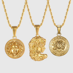Nickle gratuit gothique méduse pièce pendentif collier <span class=keywords><strong>Serpent</strong></span> <span class=keywords><strong>serpent</strong></span> médaillon mythologie grecque collier saint valentin cadeaux pour femmes hommes - Product Image 1