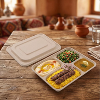 Gezonde Portie 4-Vaks Eco-vriendelijke 32 oz Suikerriet Bagasse Gedeelde Voedselcontainer voor Bento Box Schoolkantine