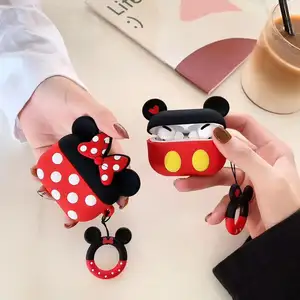 2019 Versi Baru Mickey Minnie Case untuk Apple AirPods Pro Earphone 3D Kartun Lucu Case Cover Aksesoris Kulit