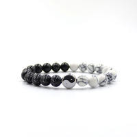Bracelet de couple porte-bonheur en pierre volcanique noire style chinois Yin Yang Bagua Tai Chi Feng Shui, perles Wowei, vente chaude